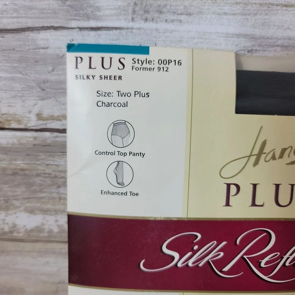 Hanes Silk Reflections Pantyhose Womens Two Plus Charcoal Sheer Control Top